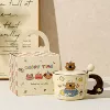 Brown bear (chef style) cup + lid + spoon + gift box