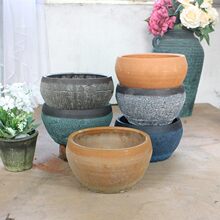 粗陶花盆花器插干花花瓶复古透气土陶瓦罐坛子室内户外红陶花瓶