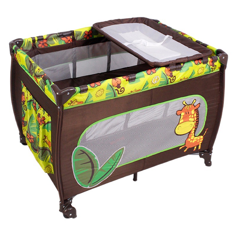 Cuna multifuncional portátil transfronteriza con cambiador, mosquitero, cama plegable para bebé y mecedora.