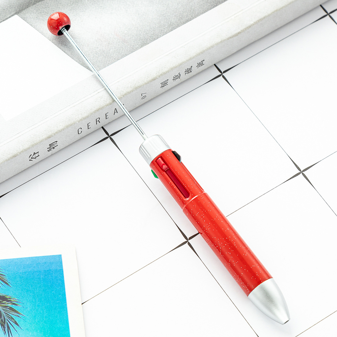 DIY cuatro colores bolígrafo de bola bolígrafo estudiantes papelería multicolor bolígrafo de bolígrafo de marca de línea clave pulsar bolígrafo plástico