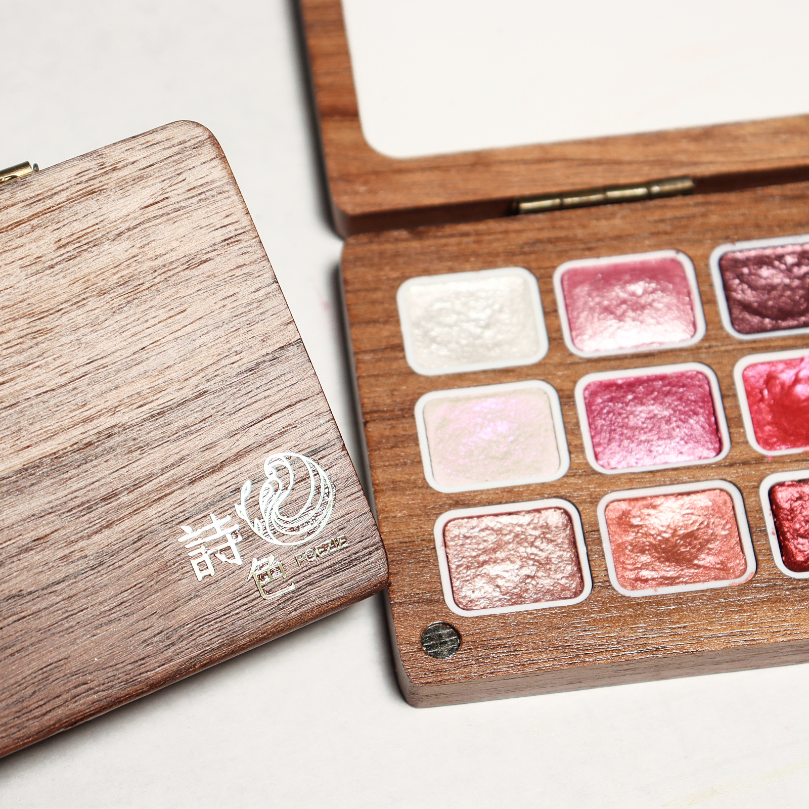 Poética manicure pintado caja de nuez 24 color perlado color sólido acuarela hecha a mano pintura de pigmento sólido 1ml