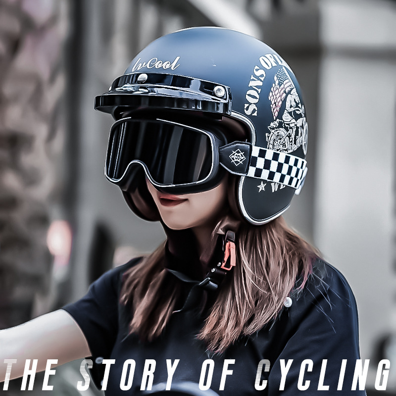 OEM tres cuartos de casco personalizado fábrica 3C certificado retro medio casco motocicleta motocicleta casco de seguridad