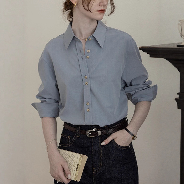 Dailyart "Frida's Rose" Suede Forged French Commuter Long-Sleeved Shirt with Embroidered Back Dailyart "Frida's Rose" Suede Forged French Commuter Long-Sleeved Shirt with Embroidered Back