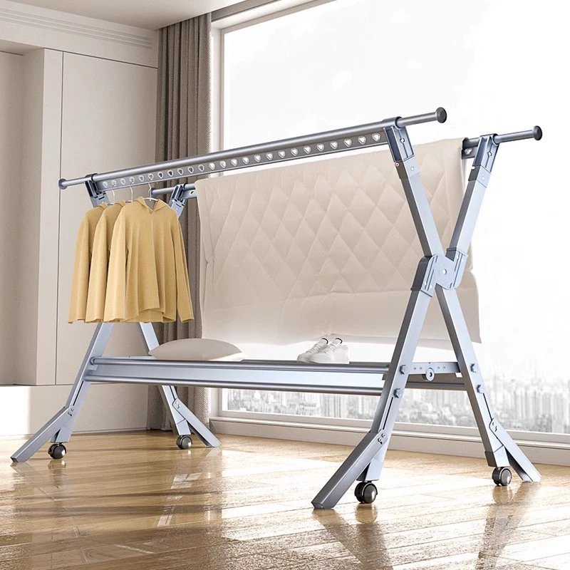 Напольная складная сушилка для одежды из алюминиевого сплава, складная сушилка для одеял в помещении, стержень для сушки одежды, домашняя уличная вешалка для одежды на балконе