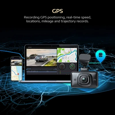 Driving recorder: and rear 4K cameras, touch
