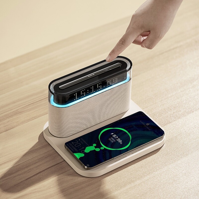 2025 新しいクロスボーダーギフトホームワイヤレス充電スマート時計ナイトライト Bluetooth スピーカー家庭用小型家電|undefined