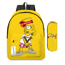适用Simpson family辛普森一家周边书包男女孩小学生双肩背包笔袋