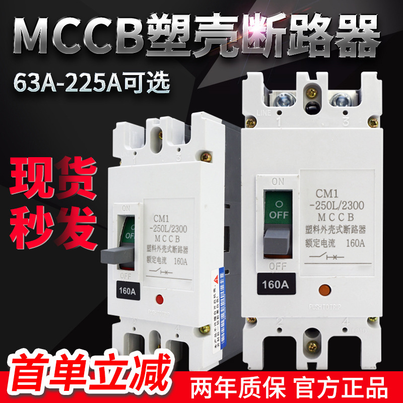 外贸出口塑壳断路器2P空气开关电流63A100A125A160ACM1塑壳空开