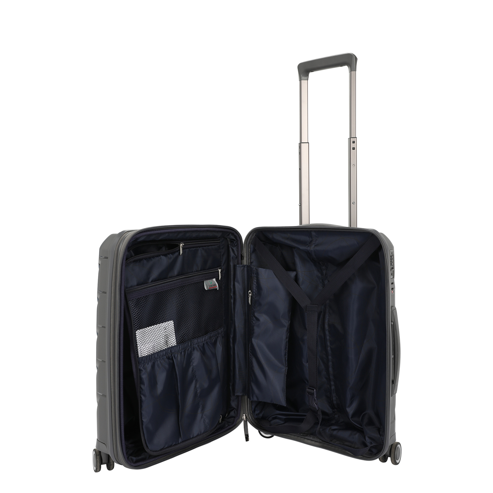 Vali kéo nhựa PP nhẹ chống rơi 20 inch có khóa kéo cho học sinh — Dây kéo đôi màu xám (với lớp mở rộng), Dây kéo đôi màu đen (có lớp mở rộng) chi tiết 8