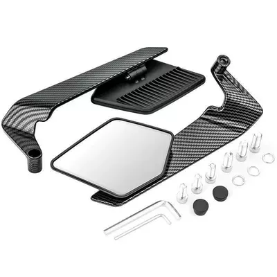 Motorcycle rearview mirror fixed wing rearview mirror Mavericks - 467-carbon-fiber-white-glass-with-mounting-screws-and-tools