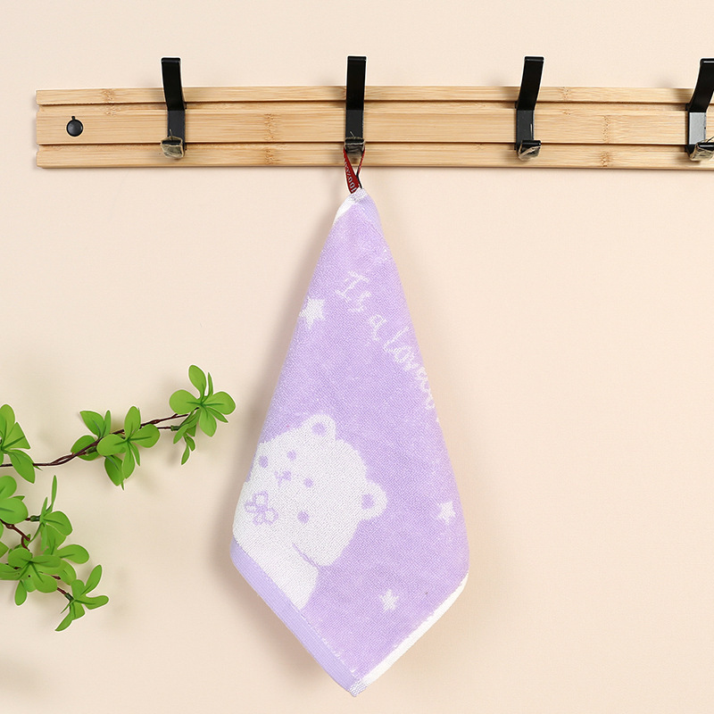 幼儿园宝宝挂式洗脸擦手擦脸巾可爱动物儿童小手帕卡通提花小方巾|undefined