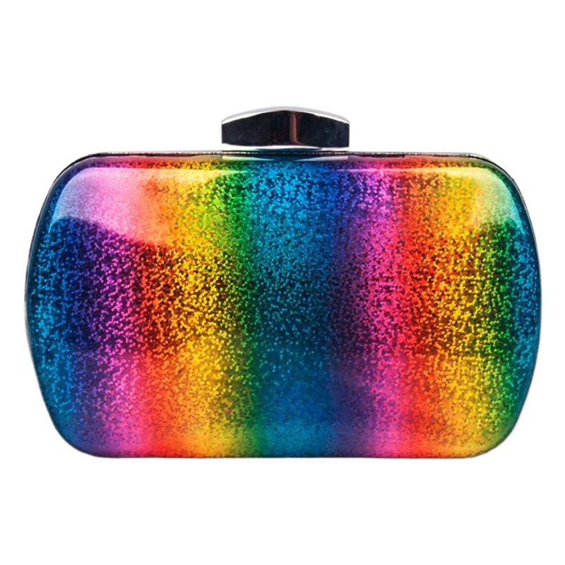 Verano versátil Arco Iris color noche bolsa láser pu embrague gradiente Color Mujer bolsa fábrica al por mayor bolso de las mujeres