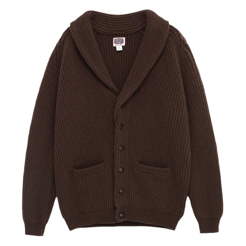 重いポンドの羊のウールの襟をめくってニットのカーディガンのセーターのオーバーの男性の経典のイギリス式の復古の厚い青果の襟のセーター