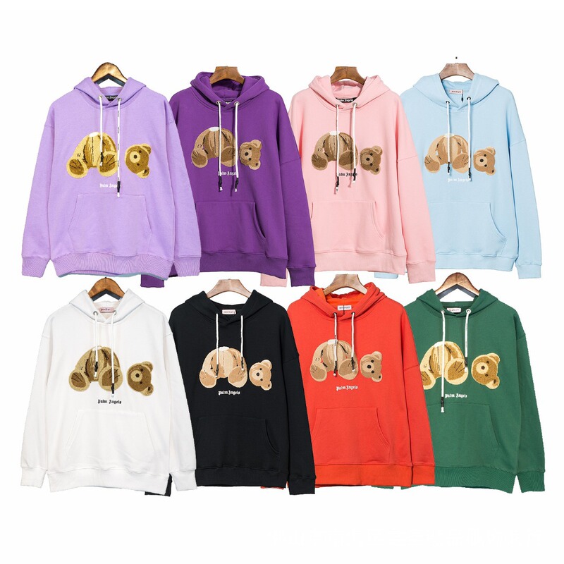 Wholesale Cross-Border European and American Trendy Brand Palm Angel Beheaded Bear Embroidered Hooded Sweatshirt for Men and Women Hip-Hop Hoodie Jacket