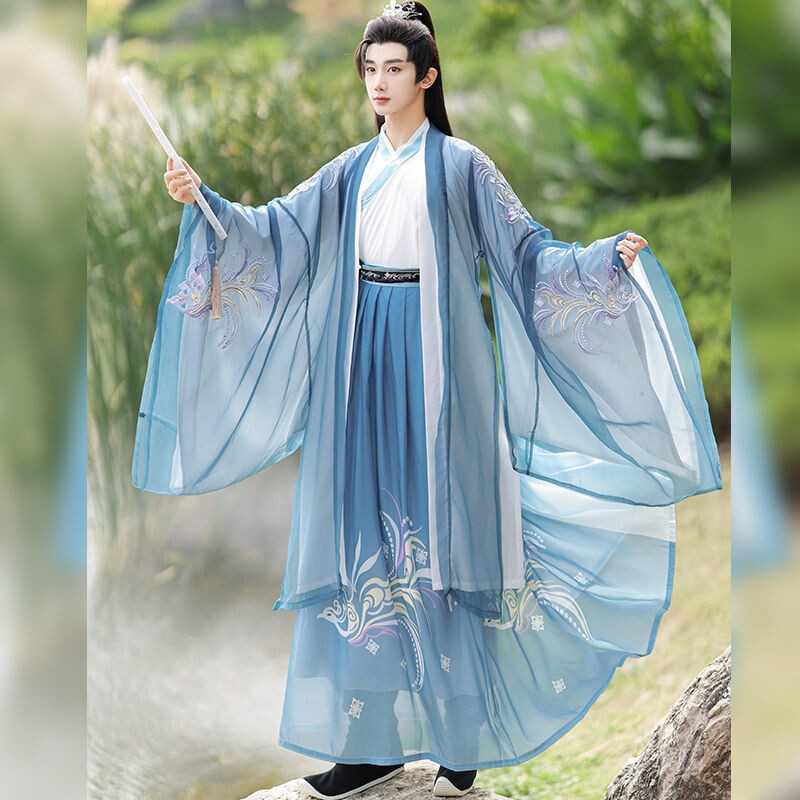 Authentic Original 2025 Spring and Summer New Han Dynasty Men's Cavalier Costume Chinese Style Waist-Length Skirt Wei and Jin Style