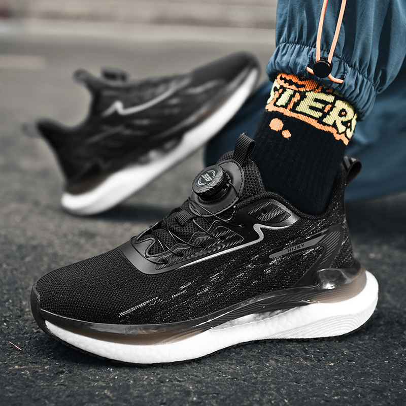 Zapatos Quanzhou 2025 nuevos zapatos de moda zapatos deportivos casuales de hombre botón giratorio zapatos de carrera ligeros juveniles zapatos para hombres