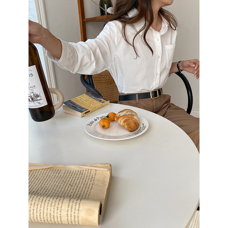 3Th Morning Healing Layering French High-End Cotton Shirt Early Autumn New Zy1521