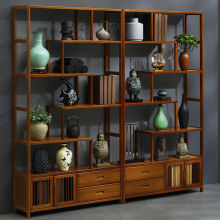 博古架实木中式书架茶家具酒柜花架隔断柜客厅摆件多层落地置物架