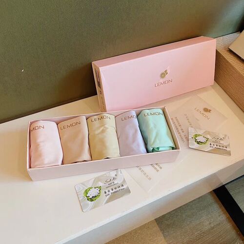 Lemon Boutique One Piece Ice Silk Seamless Panties Women's Cool Breathable Mid-waist Briefs Five-Piece Box