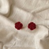 Retro burgundy earrings contains rose, winter ear clips, mosquito coil