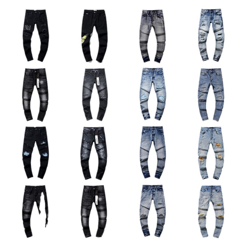 パープルブランド クロスボーダー スプラッシュプリント ハイストリート ヴィンテージ ダメージ加工 カジュアル AMIRI 男女兼用 デニムパンツ|undefined