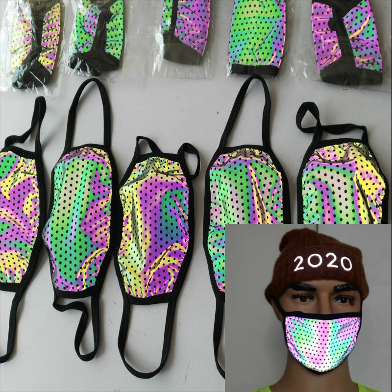 批发七彩骑行面罩透气反光布耐刮幻彩冲吼反光面料炫彩反光化纤布