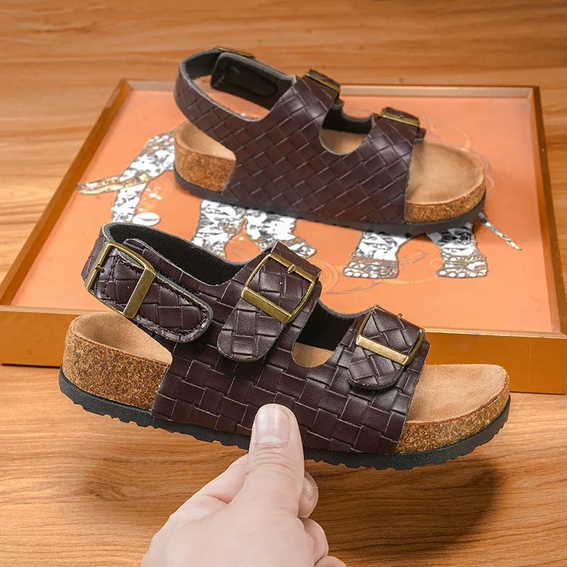 Детская обувь Yajian: Birkenstock, пробковая обувь, сабо, ретро пряжка, повседневные пляжные сандалии