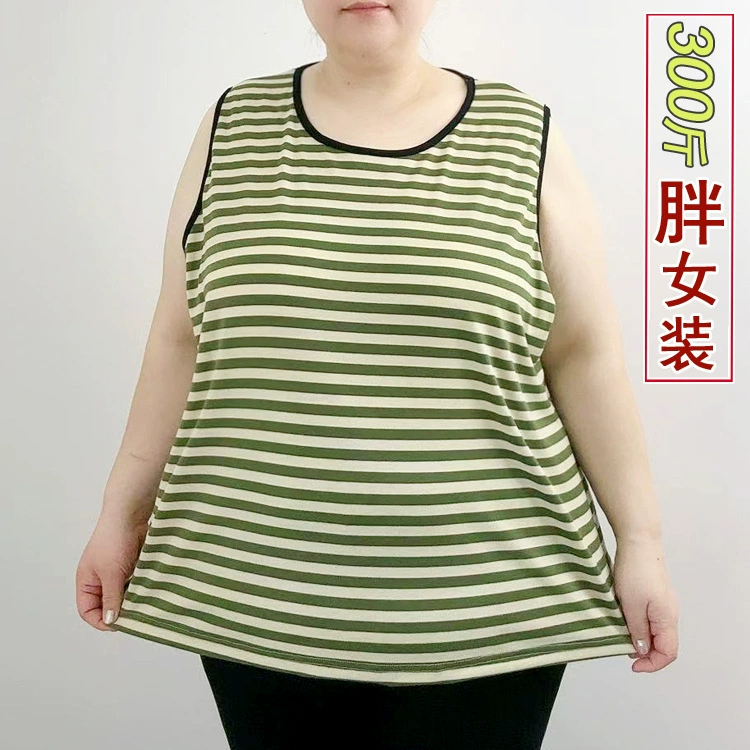 100kg женская одежда больших размеров, полосатый жилет 150kg Fat Girl M, свободная эластичная рубашка с широкими плечами на подтяжках 150kg