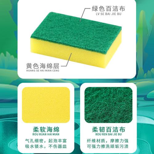 50 Pcs Dishwashing Sponges, Scouring Pads, Cleaning Brushes Magic Scrub Pot Scrub Bowl Scrubber Kitchen Cleaning, Dropshipping One Piece
