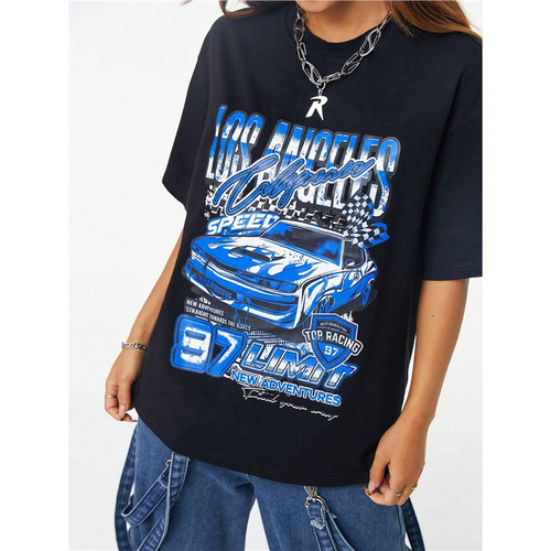 Short-sleeved basketball crew neck T-shirt for women, European and American summer school reunion, printed, available on eBayCoolane