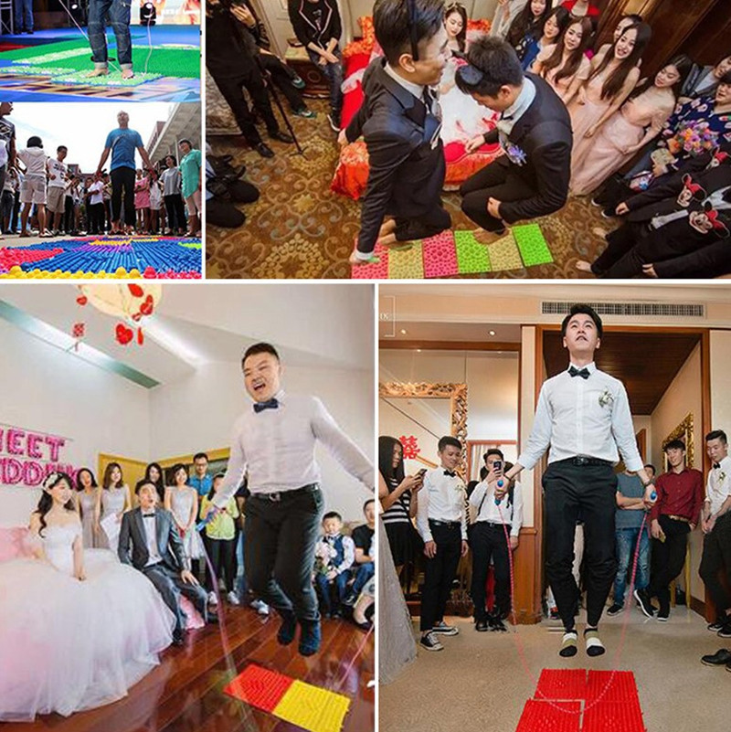 Boda todo novio apoyos boda creativa pick-up puerta bloqueo puerta dedo del pie Placa de presión saltar cuerda juego toda la persona