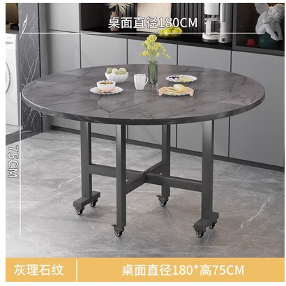 折叠桌餐桌家用小户型吃饭桌子出租房简易饭桌现代简约10人大圆桌|undefined