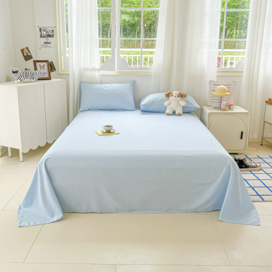 Class A Maternal and Infant Grade Pure Washed Cotton Bed Sheet Explosions Solid Color Single Piece Cotton Bed Sheet Pillowcase Super Soft Dormitory Three Piece Set