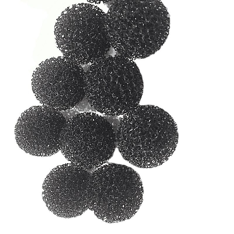聚氨酯海绵填料过滤球 黑色网状毛发吸附PU球 透气开孔海绵网球