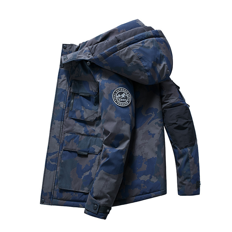 Jacket for Middle-Aged and Elderly Men, European Slim-Fit Cross-Border Cotton Coat with Fleece Lining, Aliexpress Thickened Stand Collar Cotton Coat