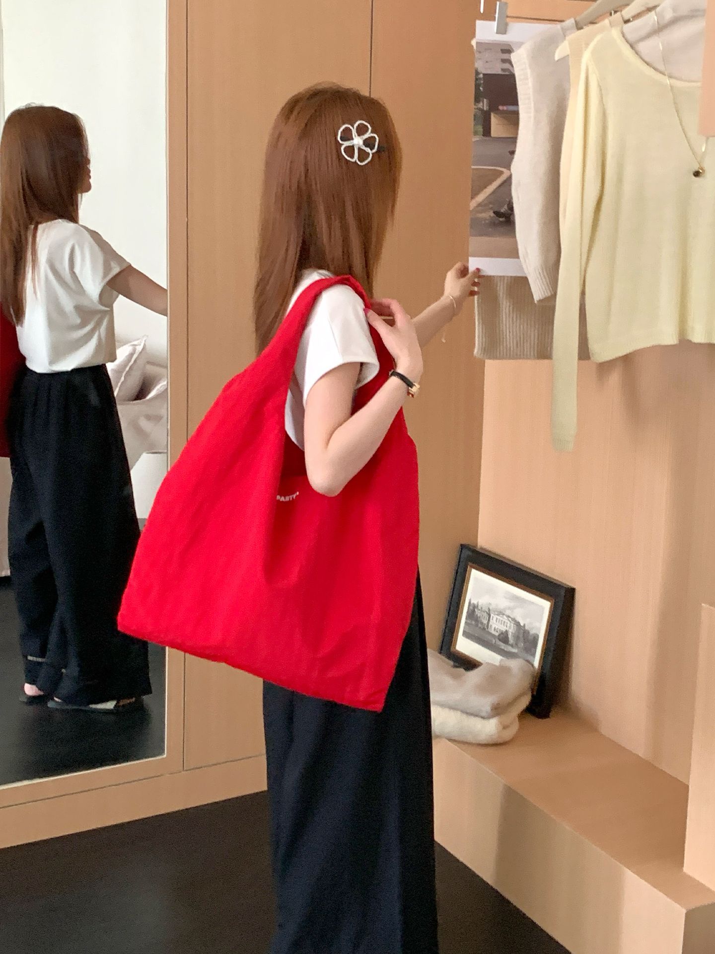 나일론 조끼 토트 레드