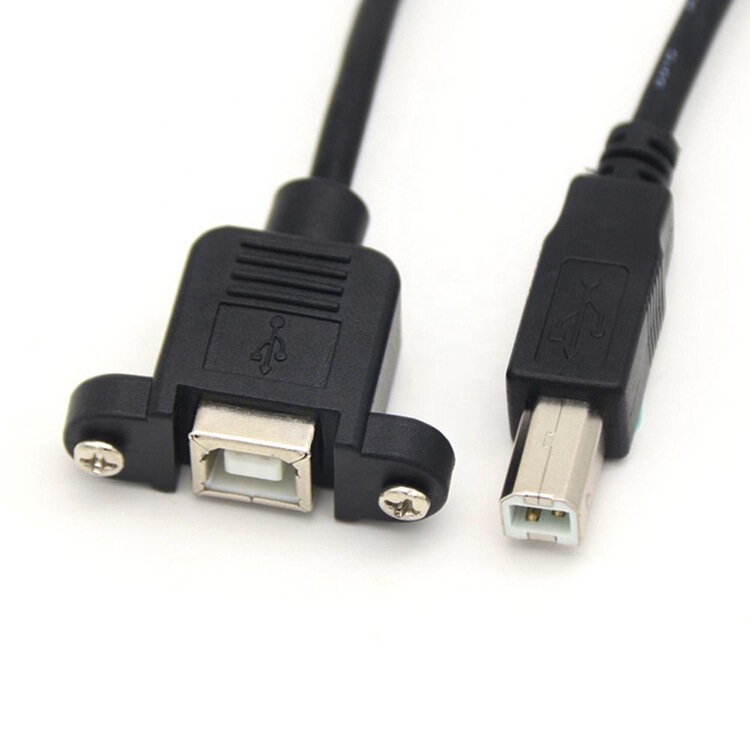 Usb2.0 Extension Type B Male to B Female Panel Mount Cable.With M3 Nut.For Printer 0.3m