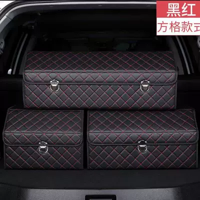 Car storage bag/box — storage and organizing box - square-grid-black-and-red-small-size-313038cm