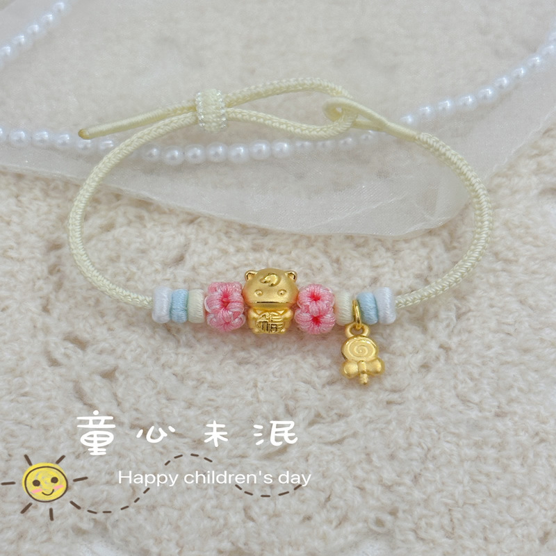 Live Supply 3D Hard Gold Boutique Baby Children's Day Gift Can DIY Bracelet Pure Gold 999 Genuine
