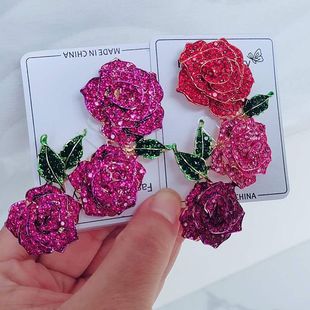 Luxury Rose High-end Retro Brooch Ladies Temperament Colorful Crystal Diamond Flower Corsage Clothing Accessories
