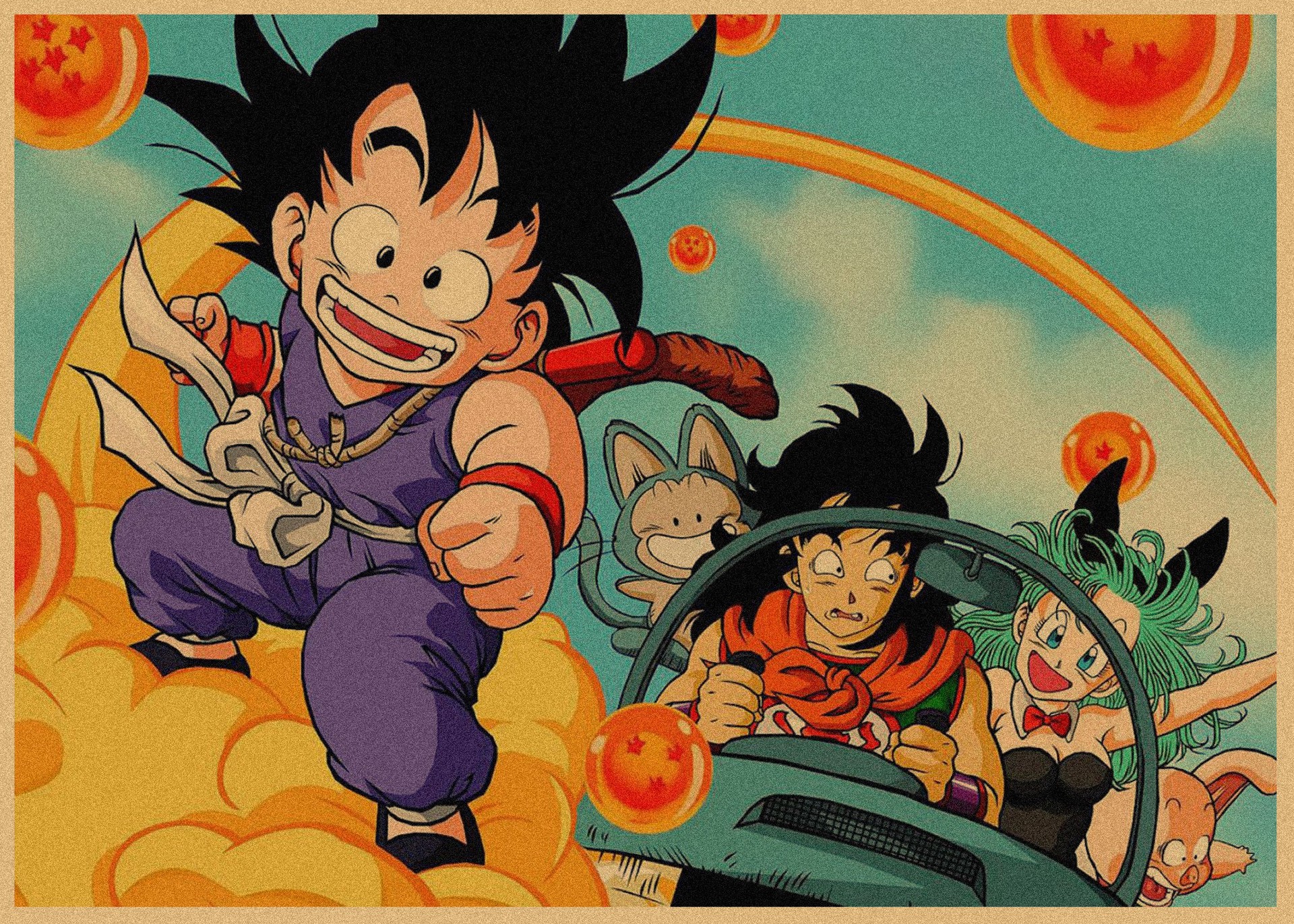 日本式アニメ七龍珠アラレ復古クラフト紙ポスター鳥山明装飾画孫悟空壁画316