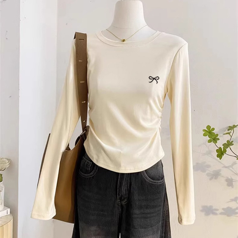 Cotton demi-season solid color base body-friendly long-sleeve with…