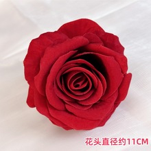 仿真绒布玫瑰花头红色胸花婚礼花墙拍摄道具假花拱门仿真花批发