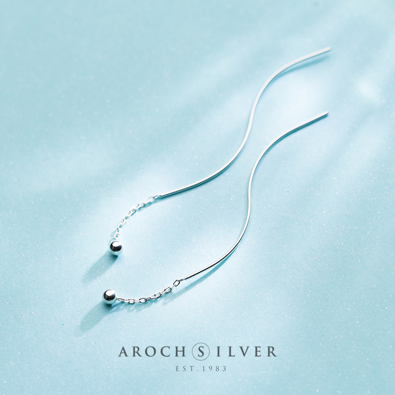 S925 orejas de plata para mujeres coreanas estilo simple orejas de perlas pendientes de perlas onduladas joyas de orejas E9941 image 4