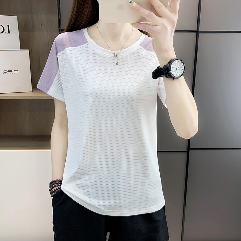 速乾性半袖Tシャツ レディース 夏新作 ランニング フィットネス スポーツウェア アイスシルク 通気性Tシャツ 卸売 カジュアル ファッション|undefined