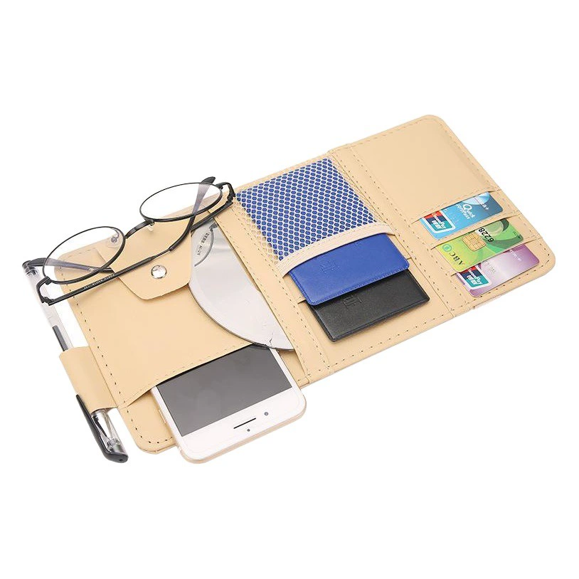 Автомобильный держатель для компакт-дисков Сумка для хранения Солнцезащитный козырек Держатель для карт Многофункциональный водительский билет Держатель для карт Кожаные очки Держатель для компакт-дисков