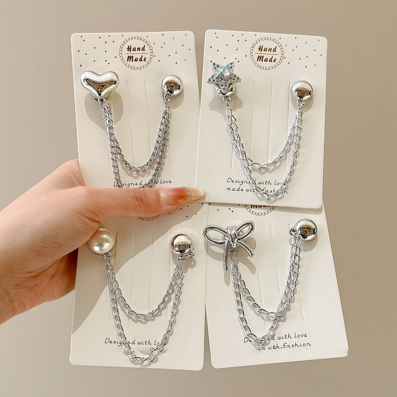 Broche de perlas de hoja de arce de corona europea y americana con arco y flecha, lleno de diamantes, ramillete de la torre Eiffel, decoración de pecho de cadena de zorro de nicho