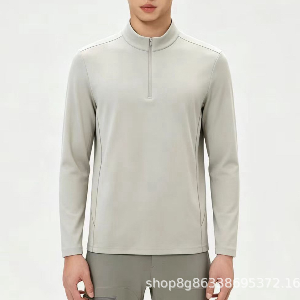 Cross-border autumn new trendy brand KL Xiaoshu Shuanghe same style half-zip long-sleeved fleece-lined stretch moisture-wicking men's top