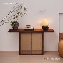 中式复古古风玄关实木酒店端景台走廊原木靠墙客厅条案装饰入户