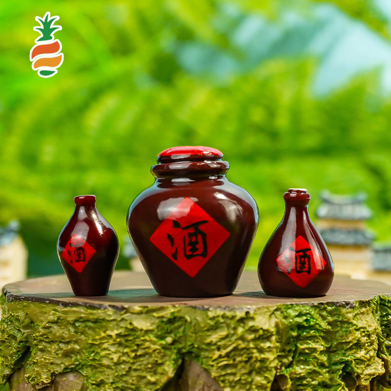 Modelo hecho a mano jarra de bricolaje botella de vino decoración de artesanía de resina decoración de estilo nacional accesorios de micro paisaje jarra de vino